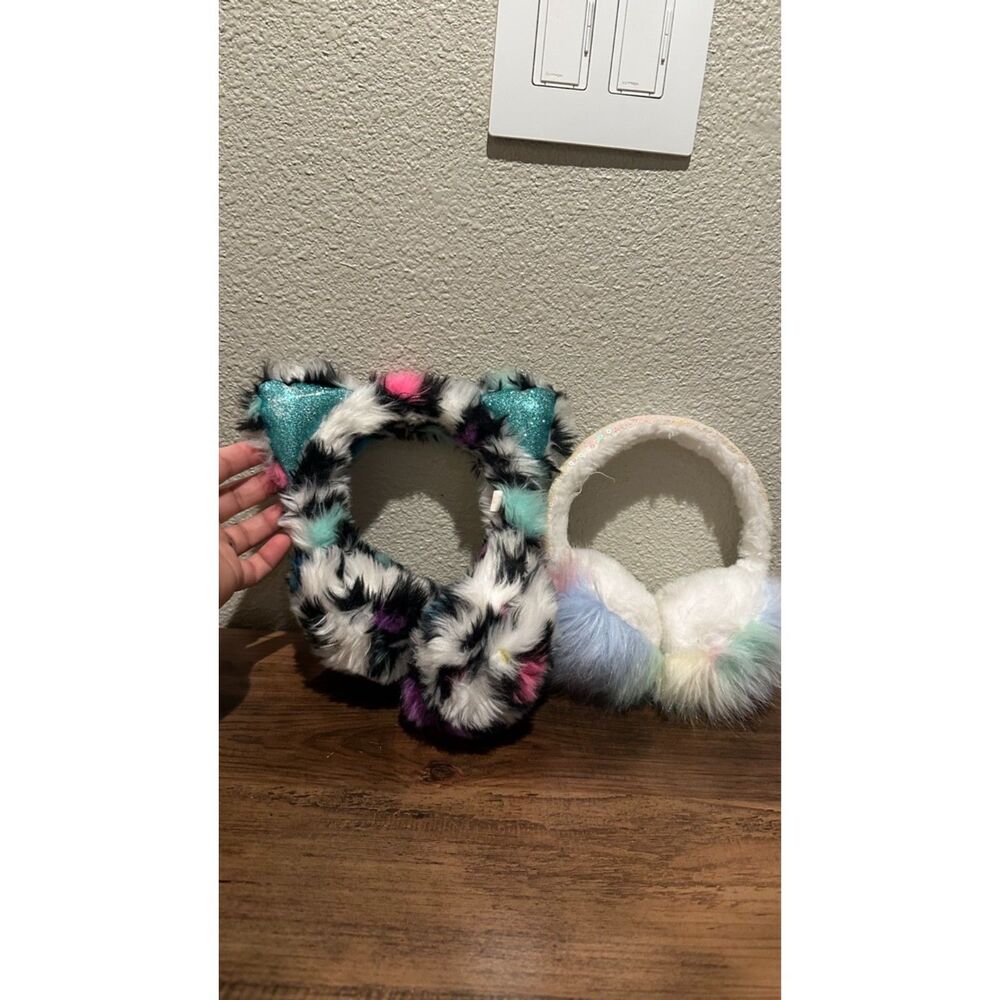 Lot of Girl Ear Muffs - Colorful Cat & Rainbow Sparkled Ear Muffs